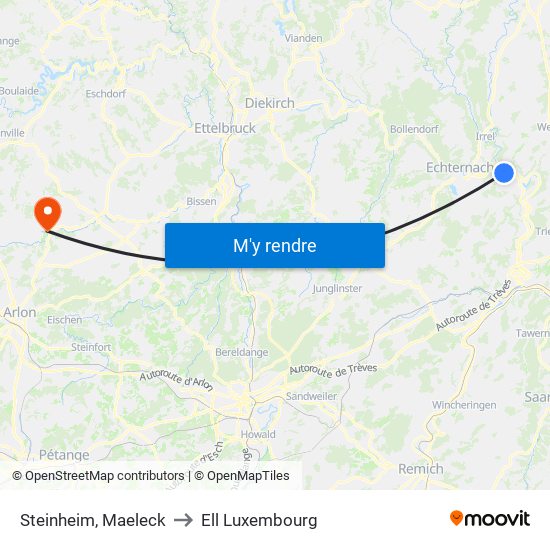 Steinheim, Maeleck to Ell Luxembourg map