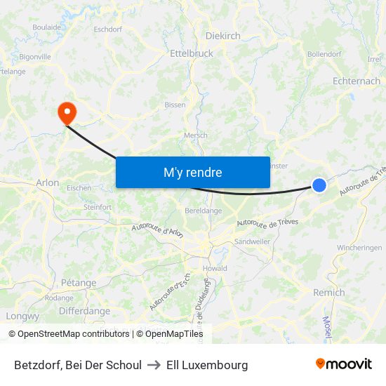 Betzdorf, Bei Der Schoul to Ell Luxembourg map