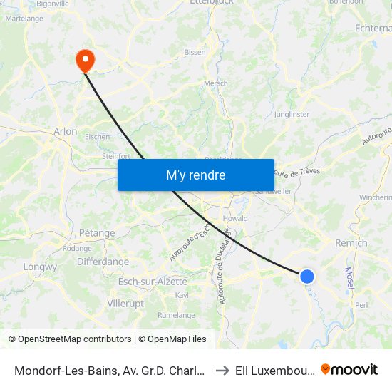 Mondorf-Les-Bains, Av. Gr.D. Charlotte to Ell Luxembourg map