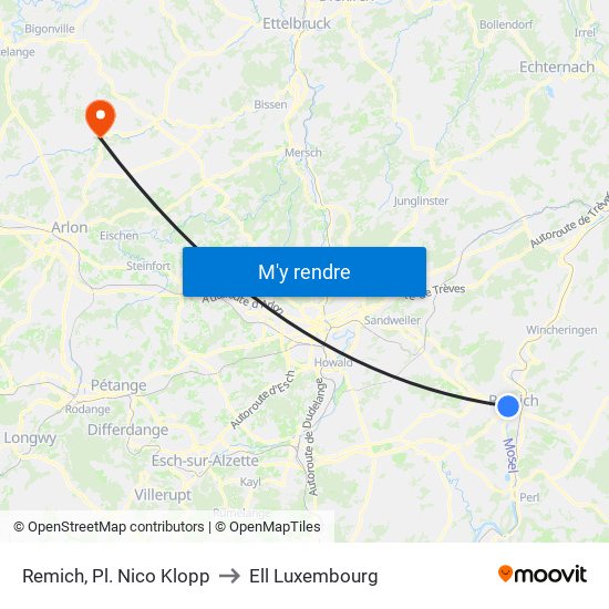 Remich, Pl. Nico Klopp to Ell Luxembourg map