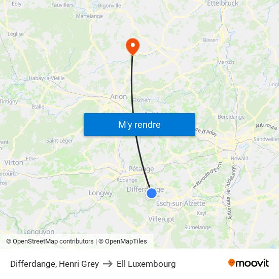 Differdange, Henri Grey to Ell Luxembourg map