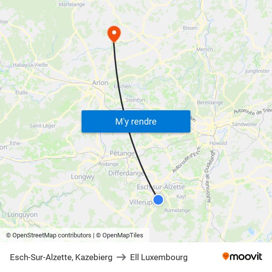 Esch-Sur-Alzette, Kazebierg to Ell Luxembourg map