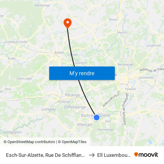 Esch-Sur-Alzette, Rue De Schifflange to Ell Luxembourg map