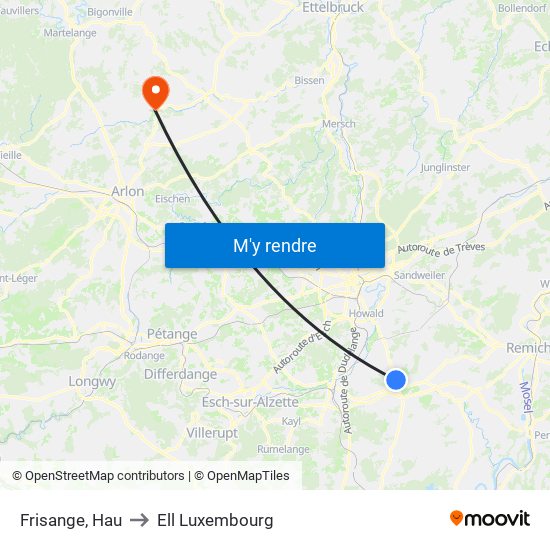 Frisange, Hau to Ell Luxembourg map