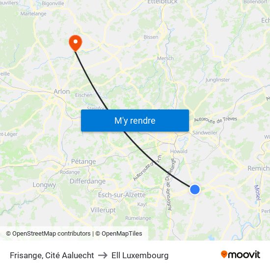 Frisange, Cité Aaluecht to Ell Luxembourg map