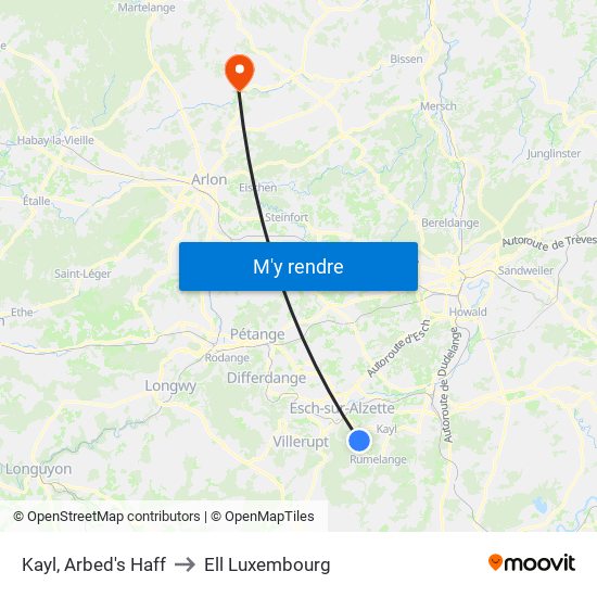 Kayl, Arbed's Haff to Ell Luxembourg map
