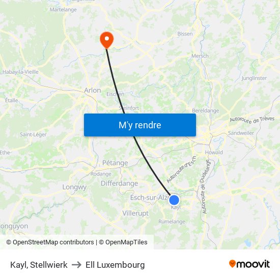 Kayl, Stellwierk to Ell Luxembourg map