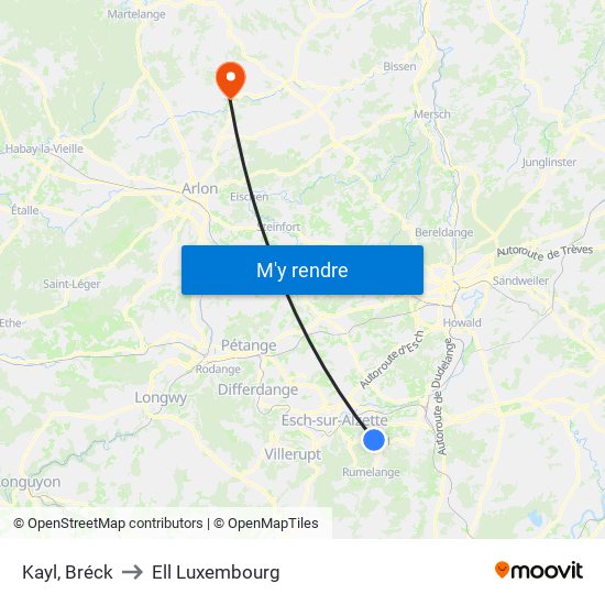 Kayl, Bréck to Ell Luxembourg map