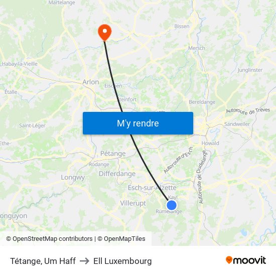 Tétange, Um Haff to Ell Luxembourg map