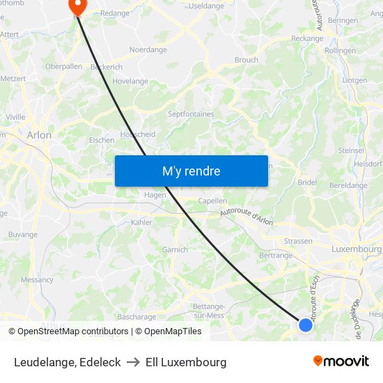 Leudelange, Edeleck to Ell Luxembourg map