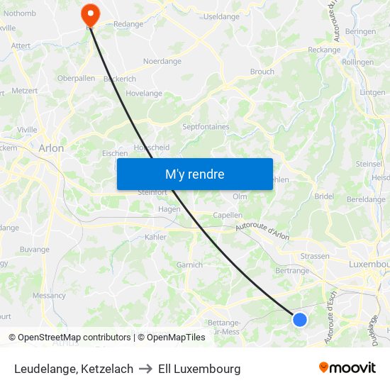 Leudelange, Ketzelach to Ell Luxembourg map