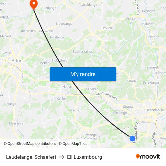 Leudelange, Schaefert to Ell Luxembourg map