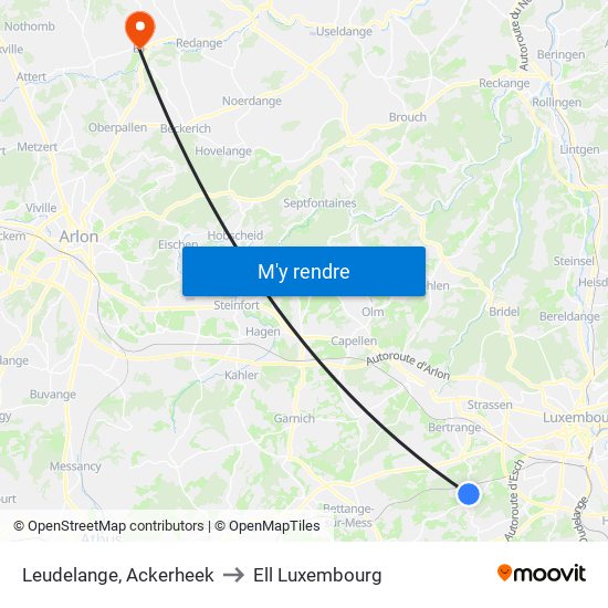 Leudelange, Ackerheek to Ell Luxembourg map