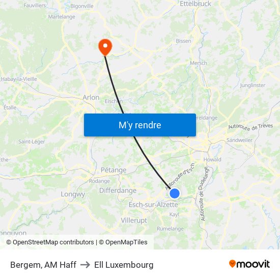Bergem, AM Haff to Ell Luxembourg map