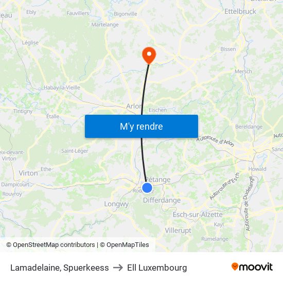 Lamadelaine, Spuerkeess to Ell Luxembourg map