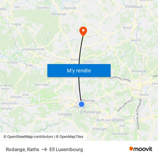 Rodange, Raths to Ell Luxembourg map