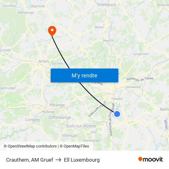 Crauthem, AM Gruef to Ell Luxembourg map