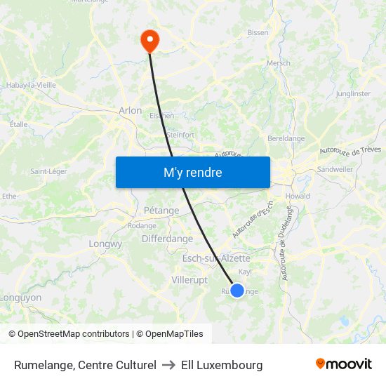 Rumelange, Centre Culturel to Ell Luxembourg map