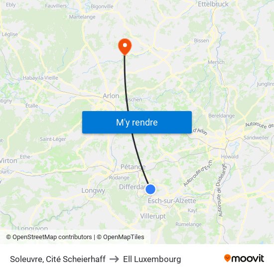 Soleuvre, Cité Scheierhaff to Ell Luxembourg map