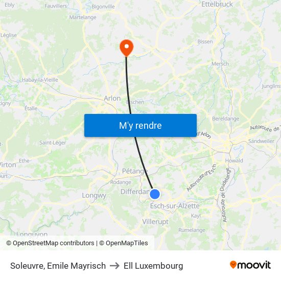 Soleuvre, Emile Mayrisch to Ell Luxembourg map