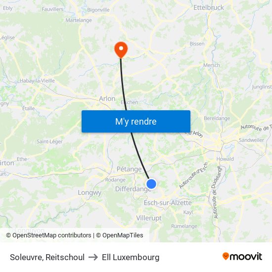 Soleuvre, Reitschoul to Ell Luxembourg map