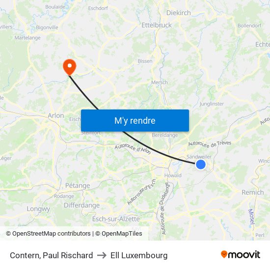 Contern, Paul Rischard to Ell Luxembourg map