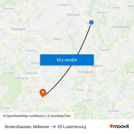 Rodershausen, Millewee to Ell Luxembourg map