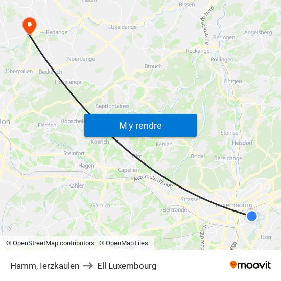 Hamm, Ierzkaulen to Ell Luxembourg map