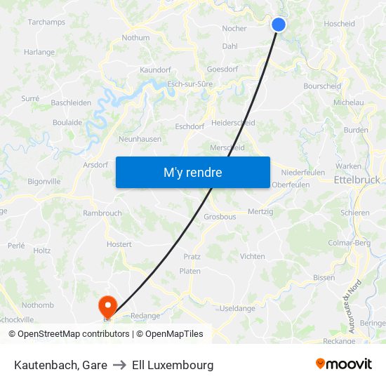 Kautenbach, Gare to Ell Luxembourg map