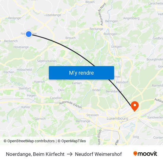 Noerdange, Beim Kiirfecht to Neudorf Weimershof map