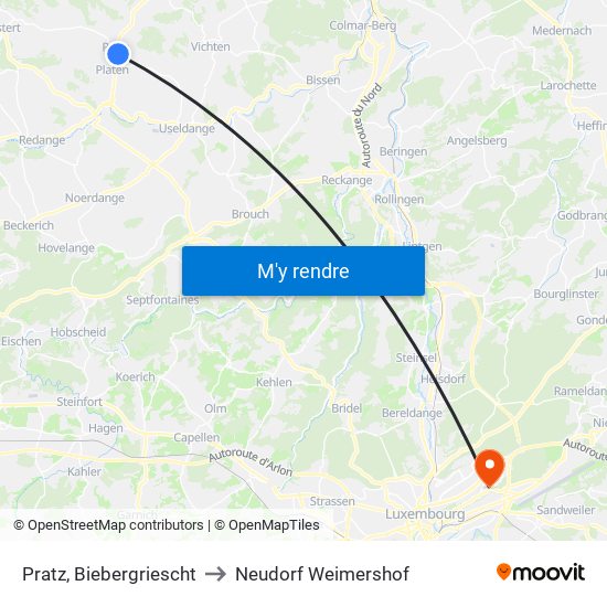 Pratz, Biebergriescht to Neudorf Weimershof map