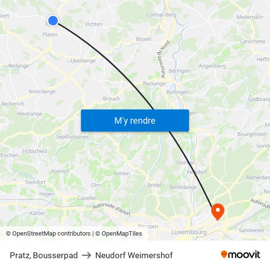 Pratz, Bousserpad to Neudorf Weimershof map