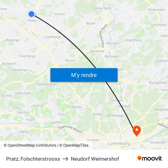 Pratz, Folschterstrooss to Neudorf Weimershof map