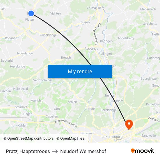 Pratz, Haaptstrooss to Neudorf Weimershof map