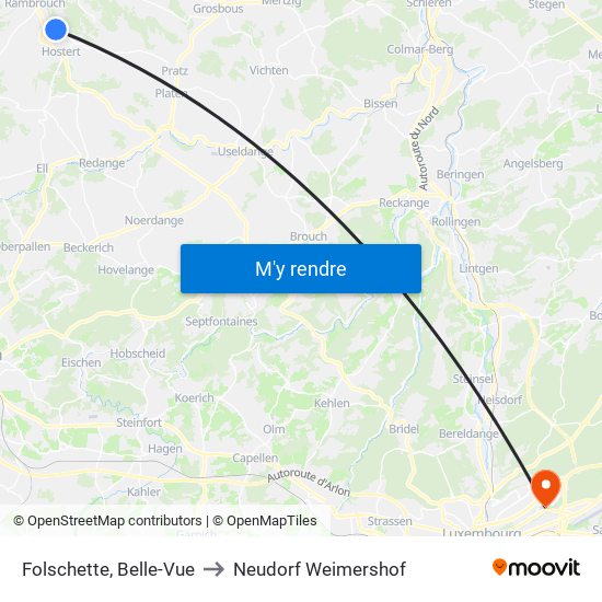Folschette, Belle-Vue to Neudorf Weimershof map
