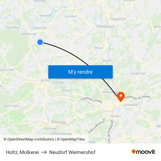 Holtz, Molkerei to Neudorf Weimershof map