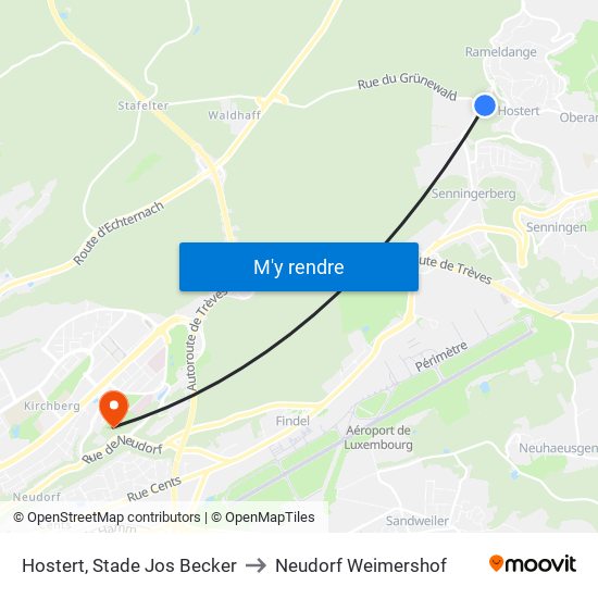 Hostert, Stade Jos Becker to Neudorf Weimershof map