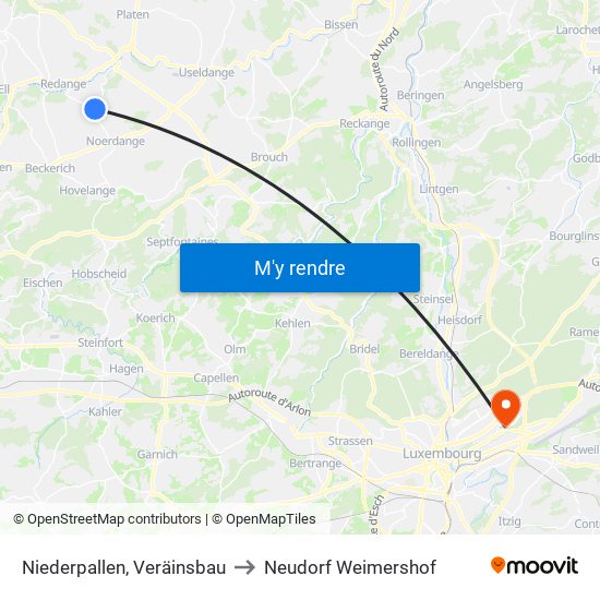 Niederpallen, Veräinsbau to Neudorf Weimershof map