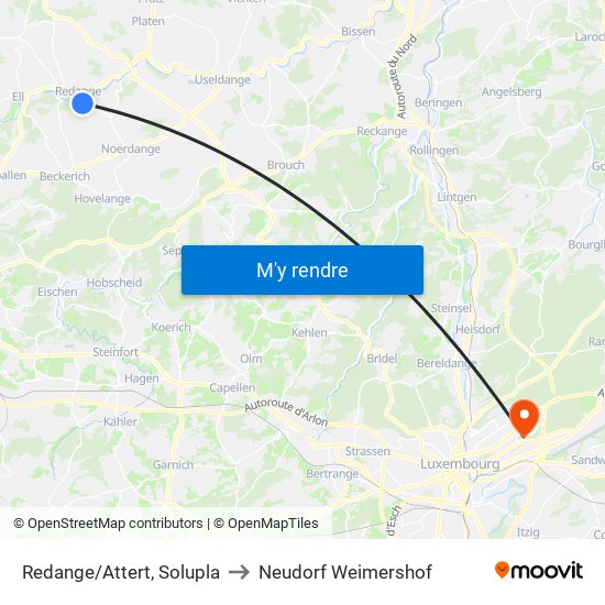 Redange/Attert, Solupla to Neudorf Weimershof map
