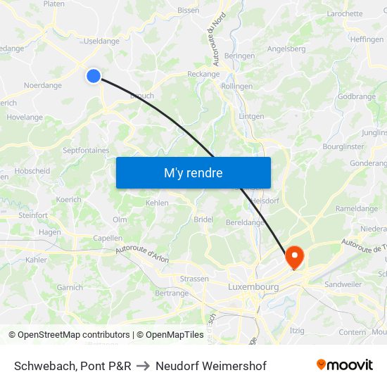 Schwebach, Pont P&R to Neudorf Weimershof map