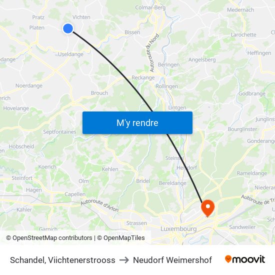 Schandel, Viichtenerstrooss to Neudorf Weimershof map