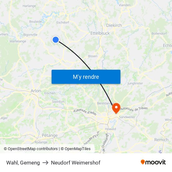 Wahl, Gemeng to Neudorf Weimershof map