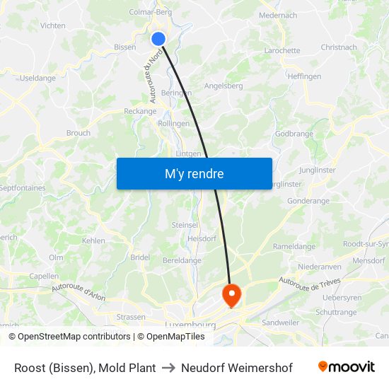 Roost (Bissen), Mold Plant to Neudorf Weimershof map