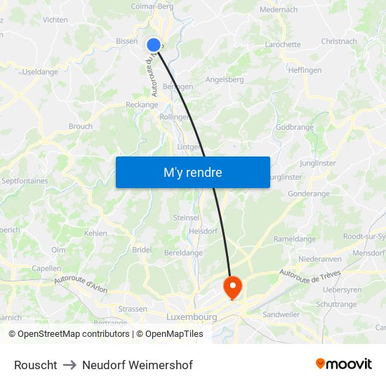 Rouscht to Neudorf Weimershof map