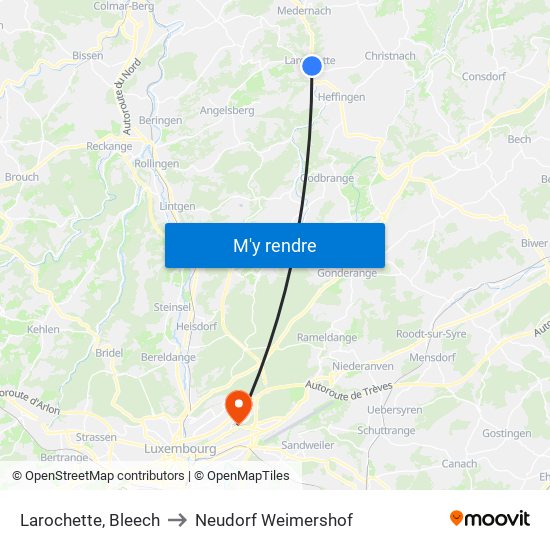 Larochette, Bleech to Neudorf Weimershof map