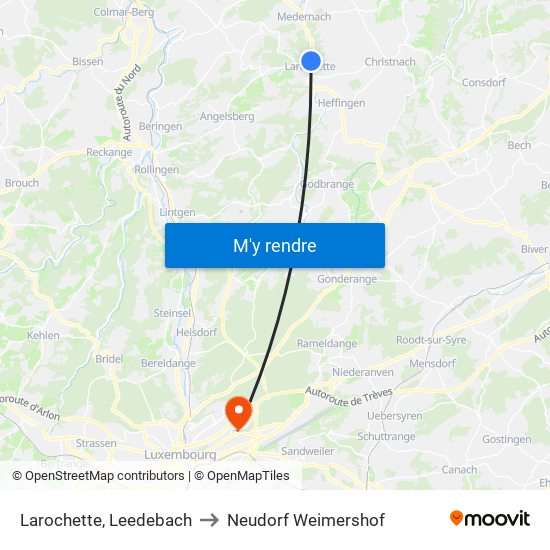 Larochette, Leedebach to Neudorf Weimershof map