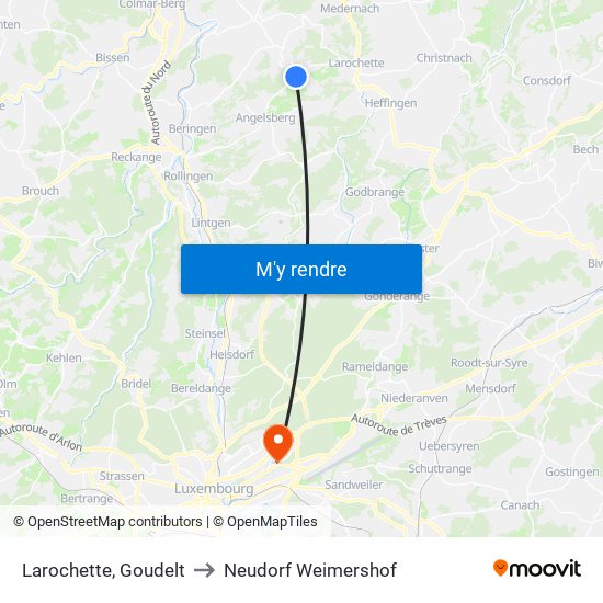 Larochette, Goudelt to Neudorf Weimershof map