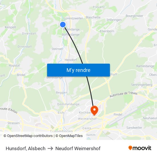 Hunsdorf, Alsbech to Neudorf Weimershof map