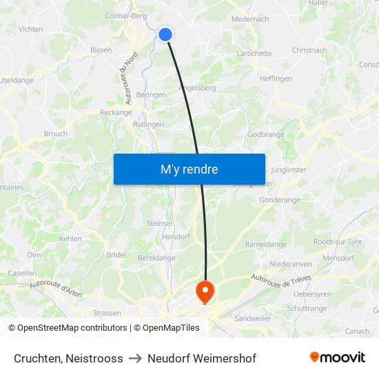 Cruchten, Neistrooss to Neudorf Weimershof map