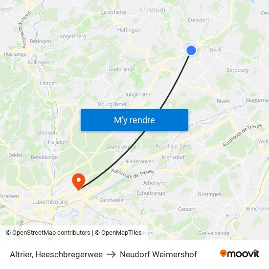 Altrier, Heeschbregerwee to Neudorf Weimershof map